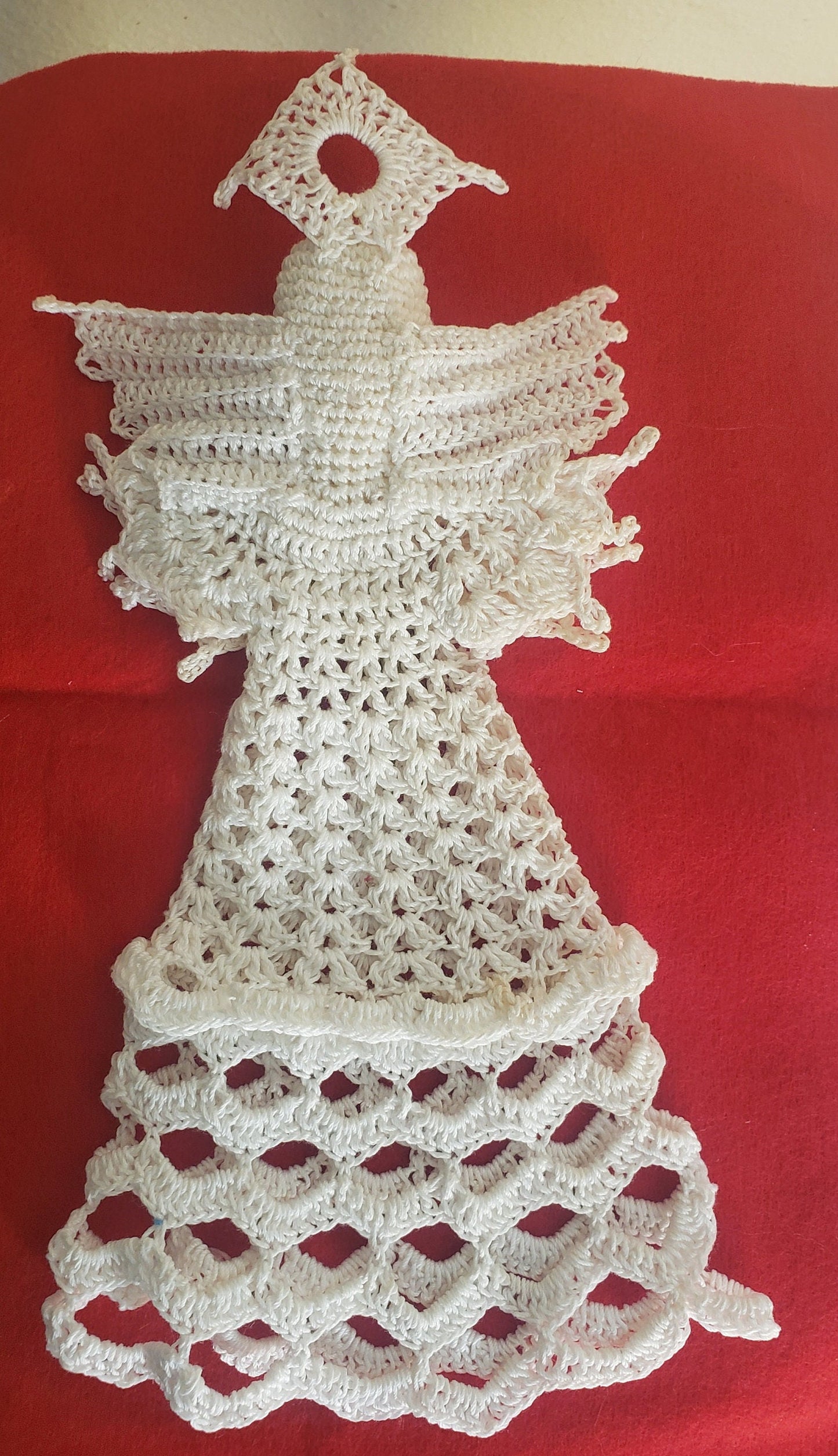 Handmade Vintage Crochet Angel Tree Topper