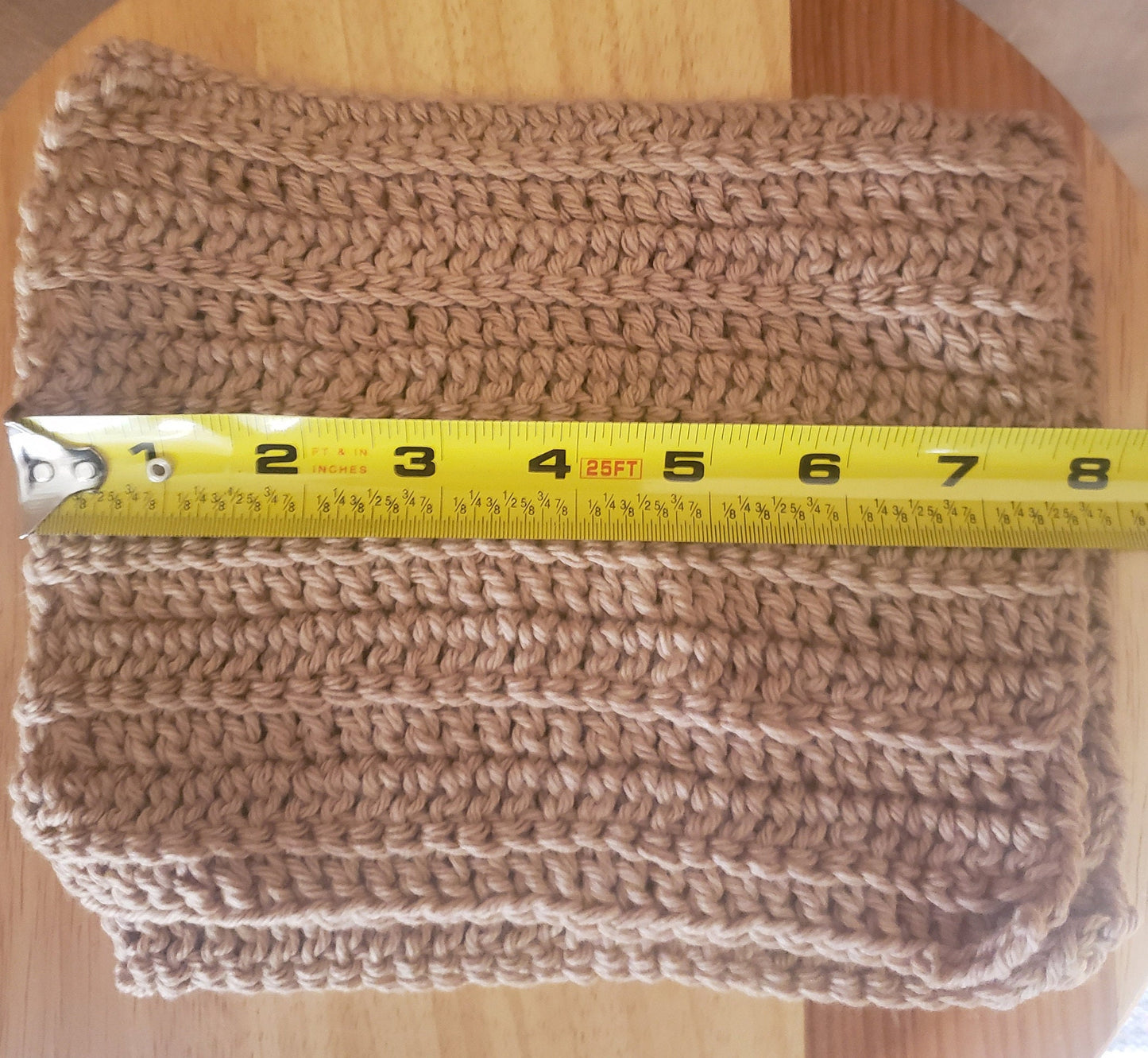 Set of 2 Hand-Knitted Dishcloths (Tan/Khaki)