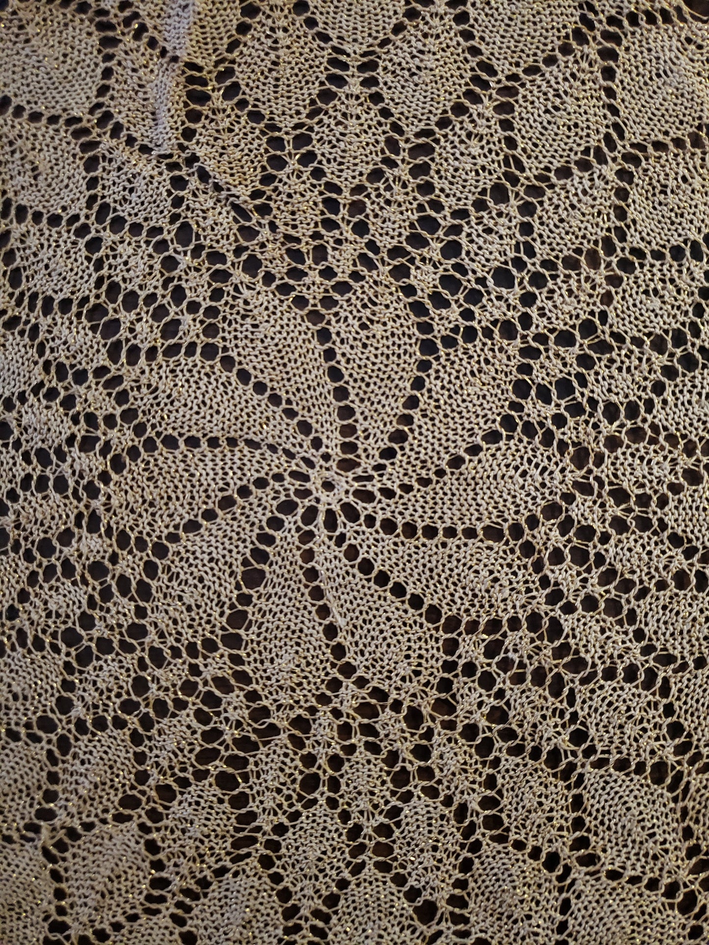 Set of 3 Vintage Beige and Gold Doilies