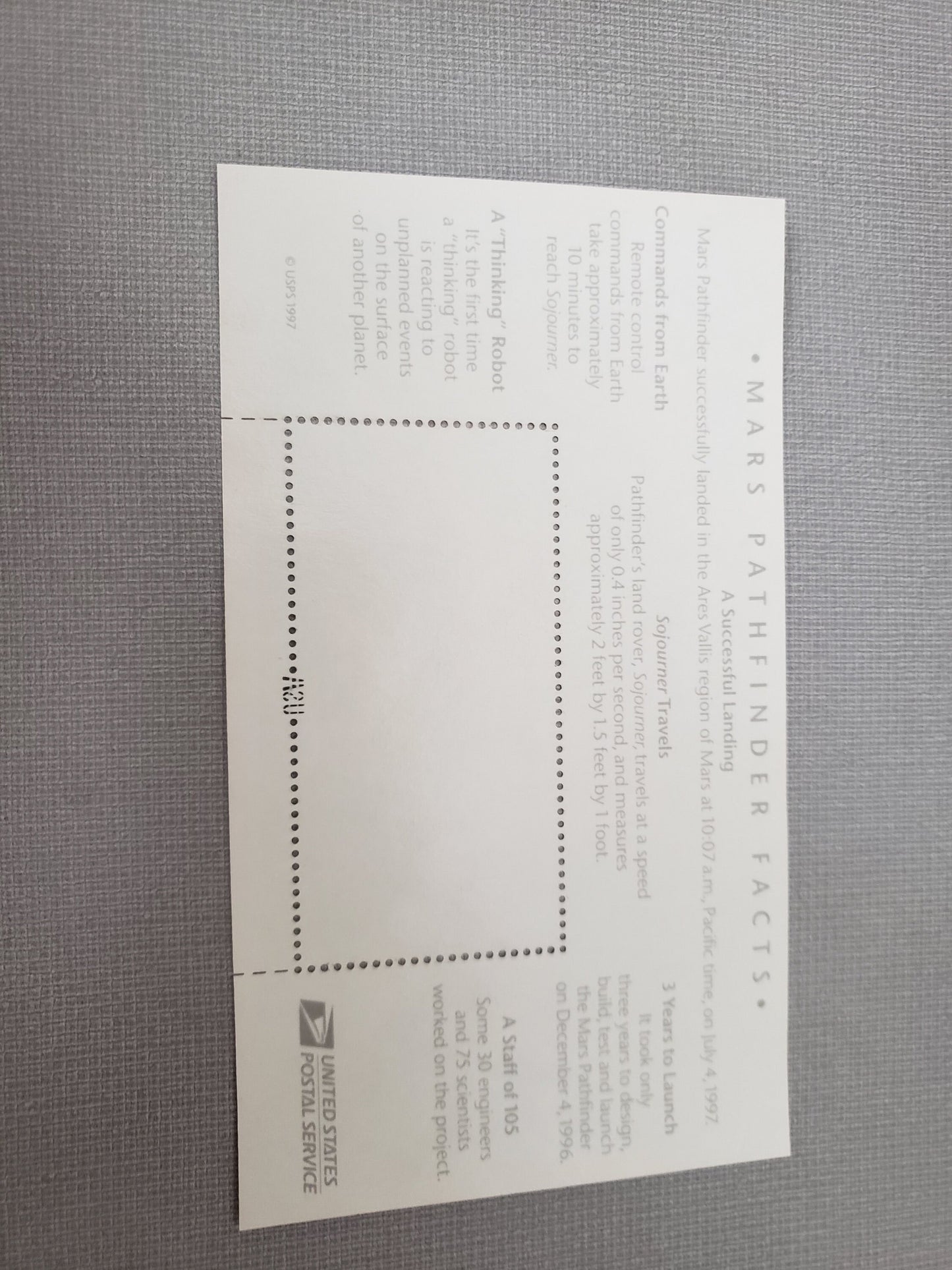 1997 Mars Pathfinder Stamp Souvenior
