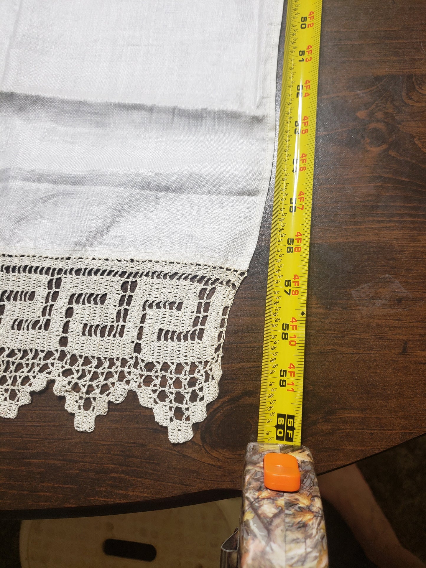 Vintage White Linen Table Runner or Dresser Scarf