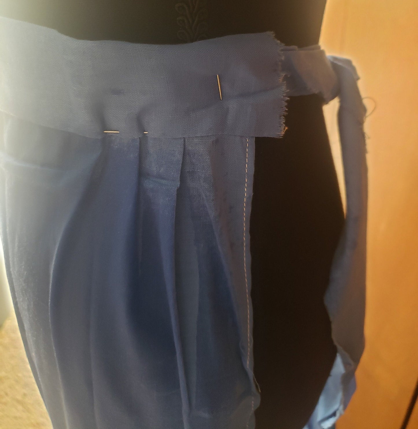 Vintage Blue and White Half Apron - Unfinished
