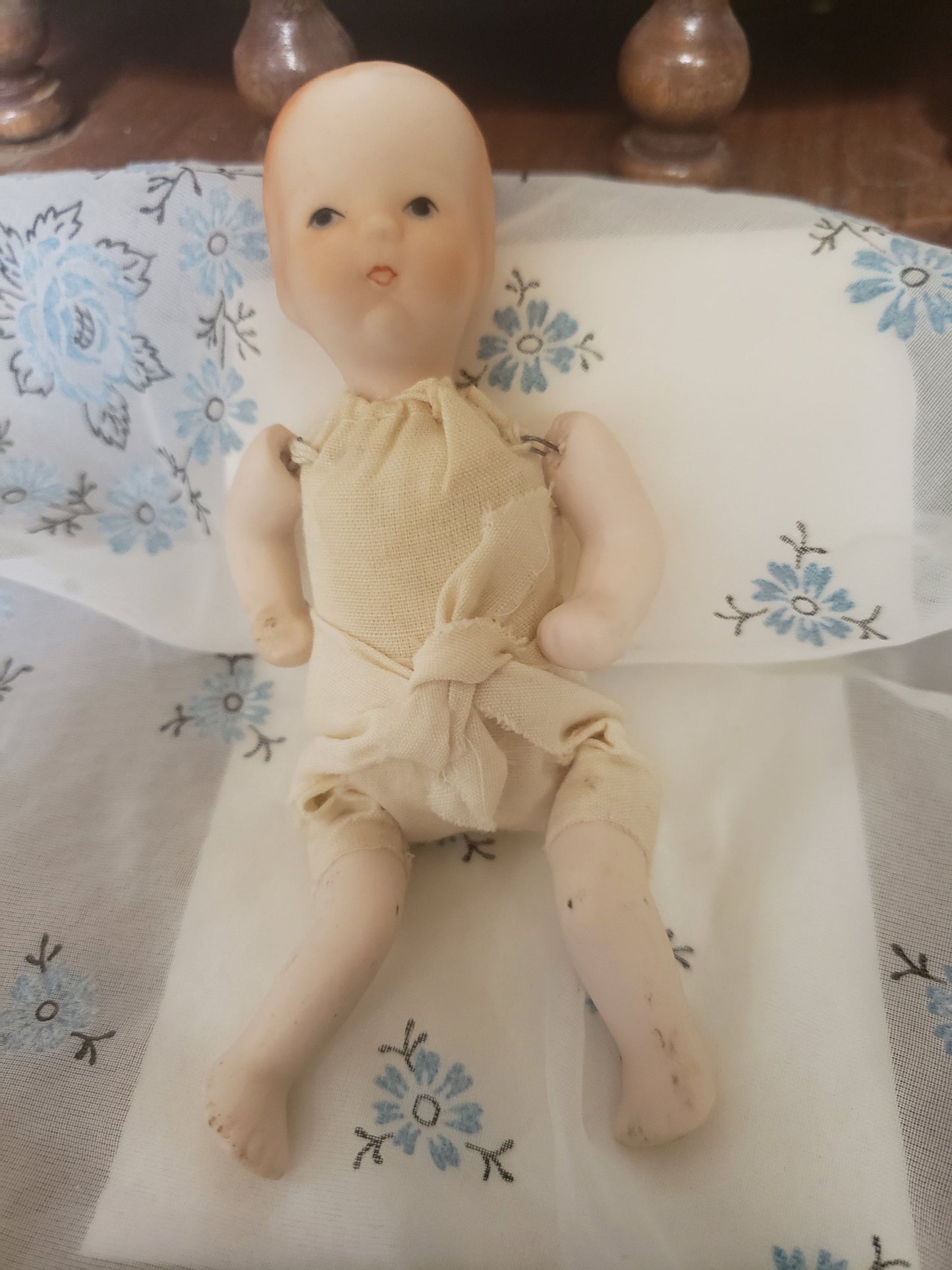 Vintage Blue Eyed Baby Doll in Gown