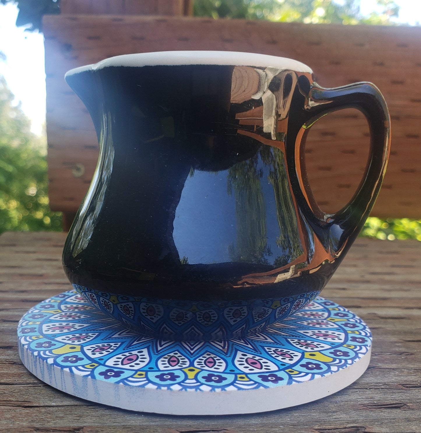 Vintage Buffalo China USA Black Glazed Mini Creamer