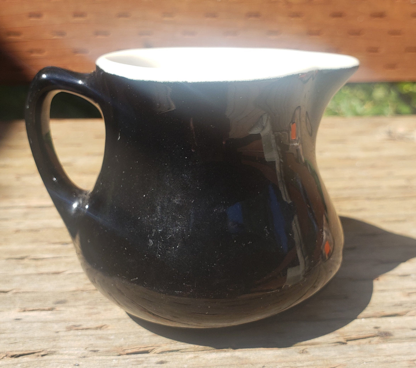 Vintage Buffalo China USA Black Glazed Mini Creamer