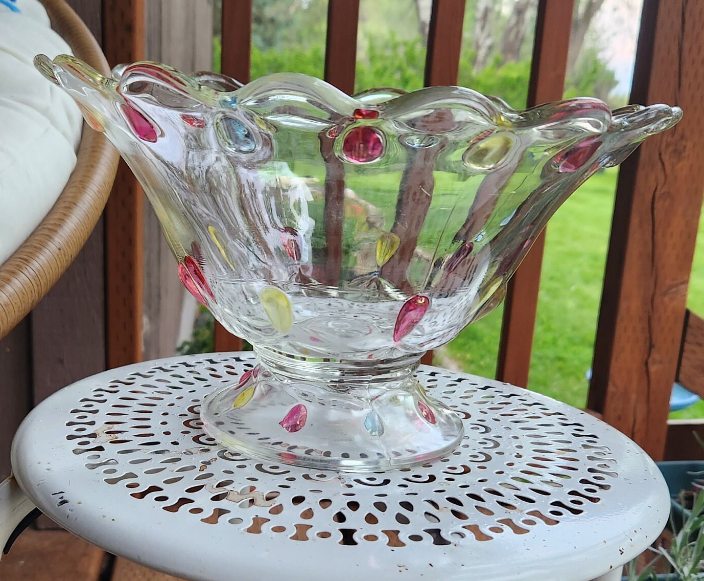 Vintage Indiana Glass Teardrop Pattern Fruit Bowl