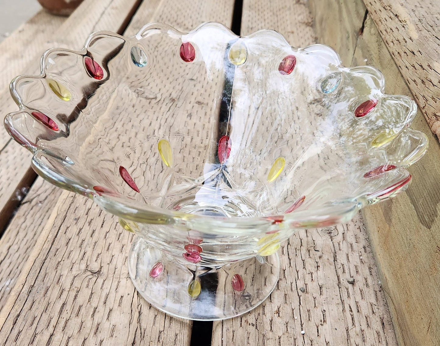 Vintage Indiana Glass Teardrop Pattern Fruit Bowl