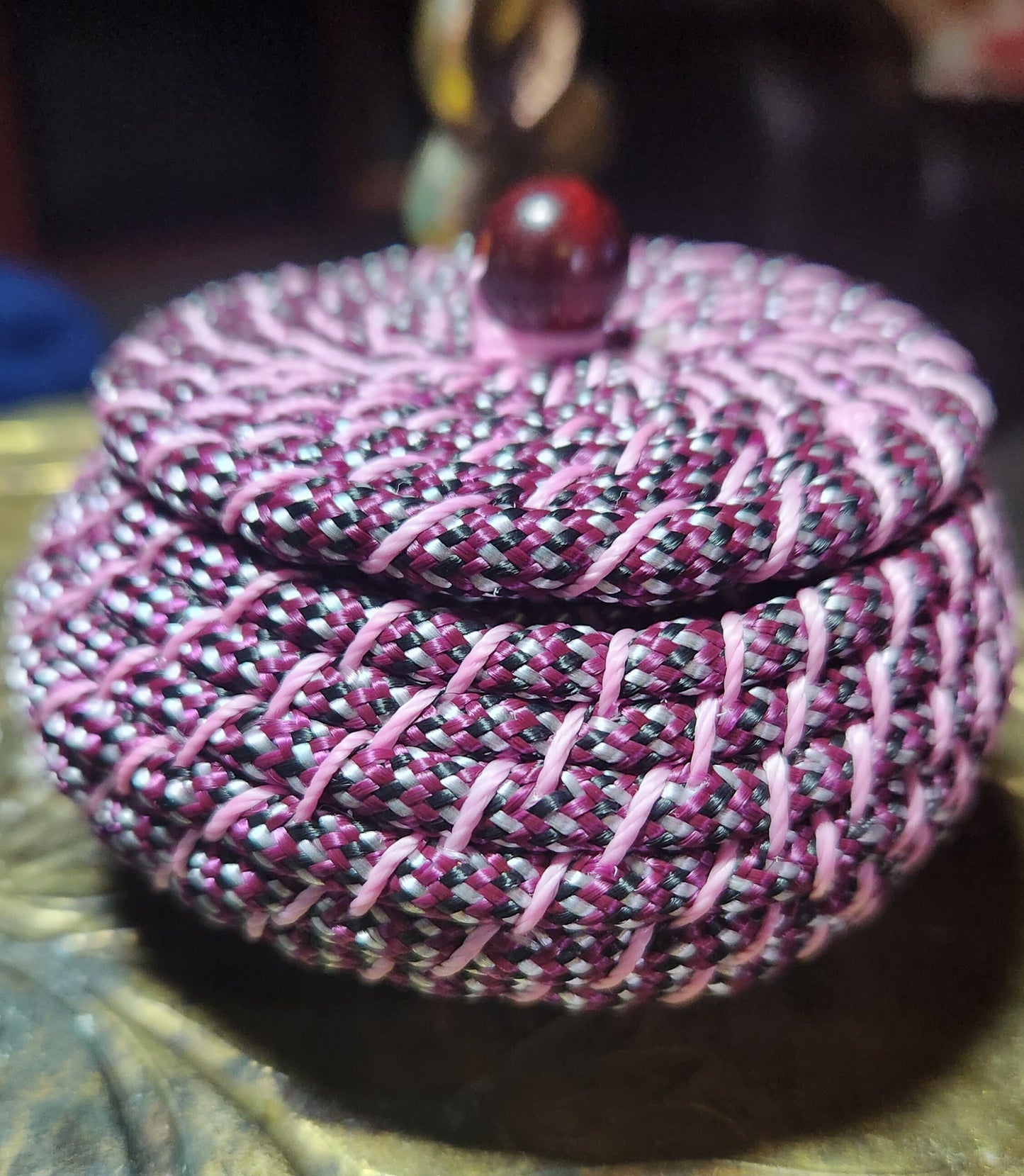 Handcrafted Purple, Silver, Black Coil Woven Basket