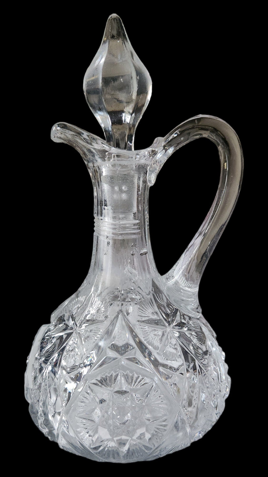 Antique Yutec Clear Glass Cruet & Stopper