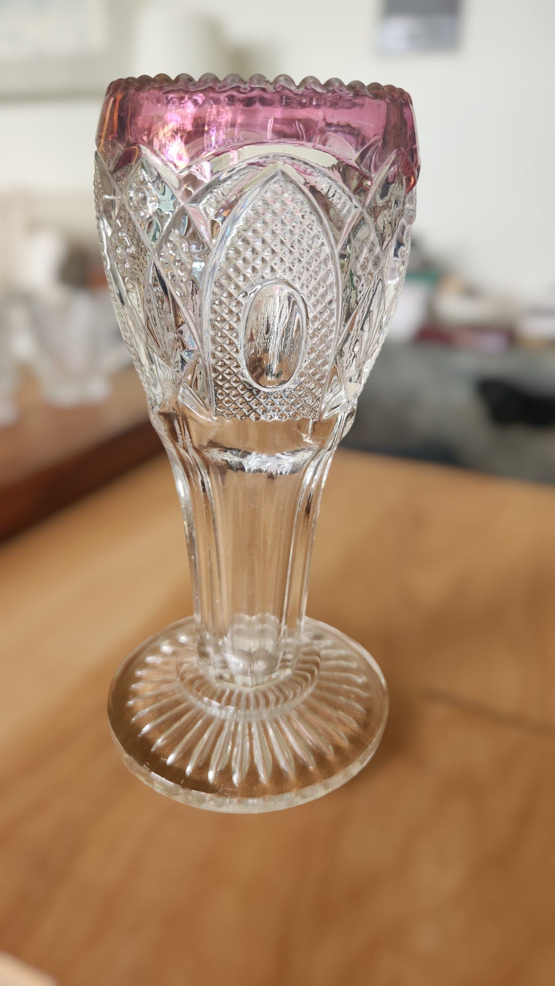 Antique Bud Vase, Early American Pressed Glass