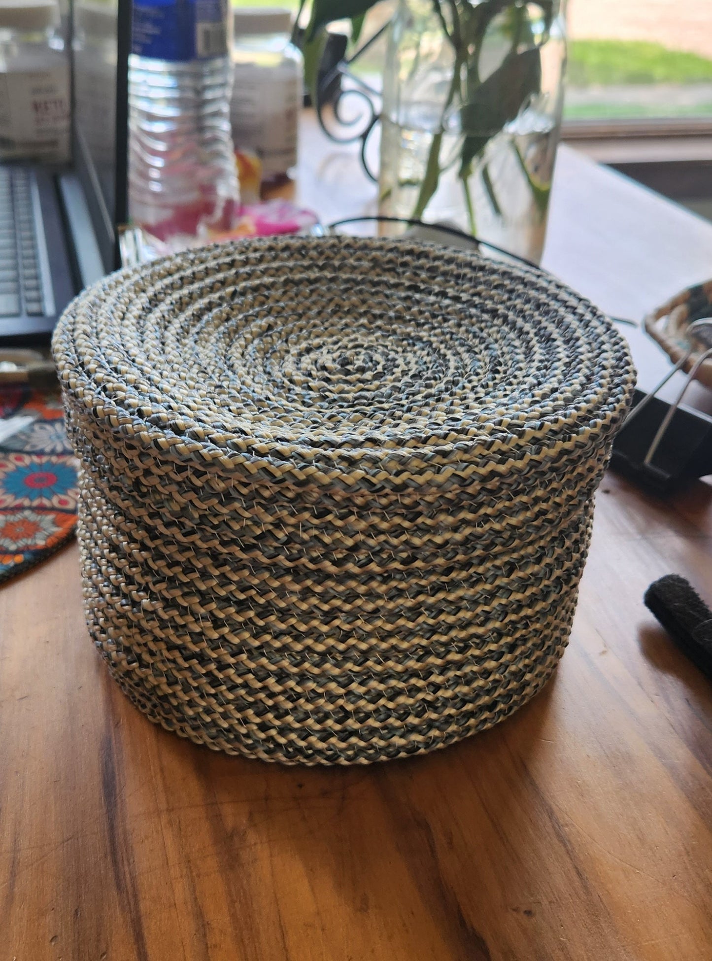 Coil Woven Basket with Lid