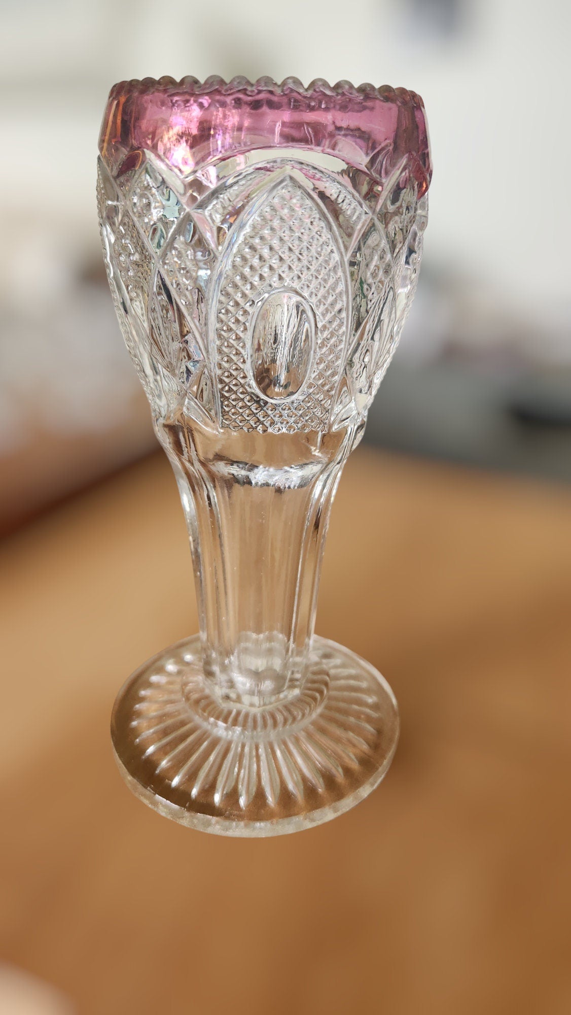 Antique Bud Vase, Early American Pressed Glass