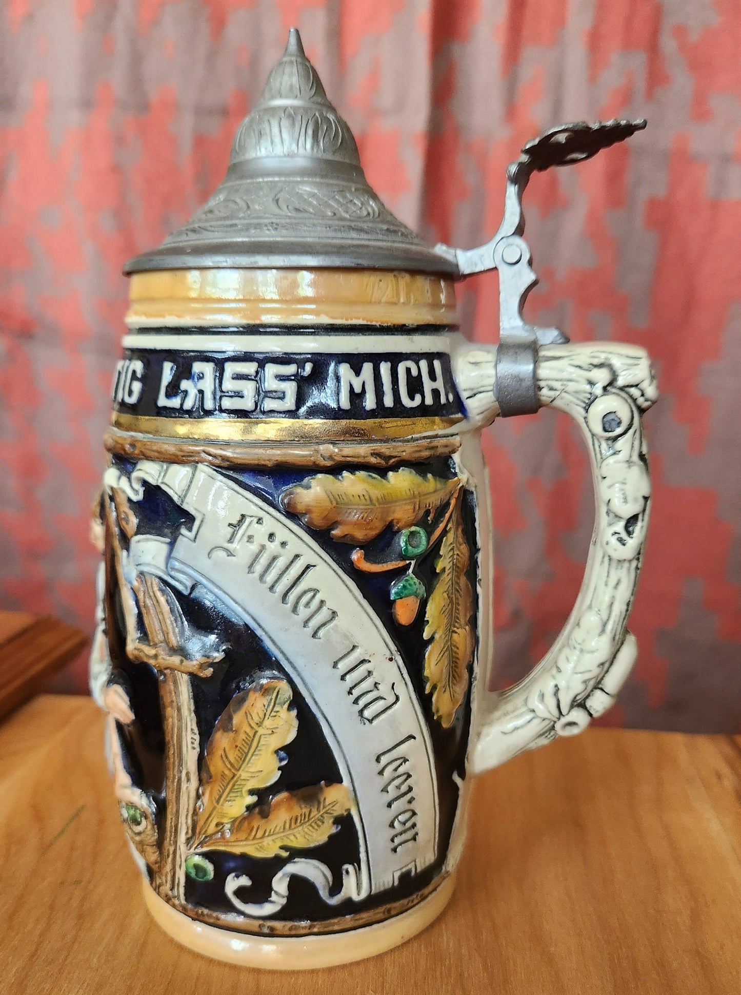 King Werk German Beer Stein with Hand Painted Design
