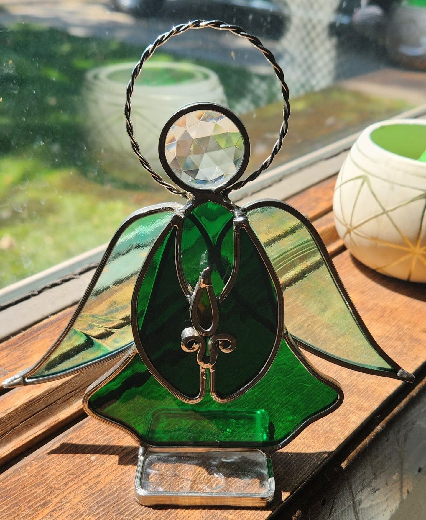 Vintage Leaded Stained Glass Suncatcher