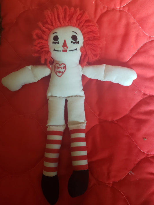 Vintage 12" Raggedy Ann Doll "I Love You"
