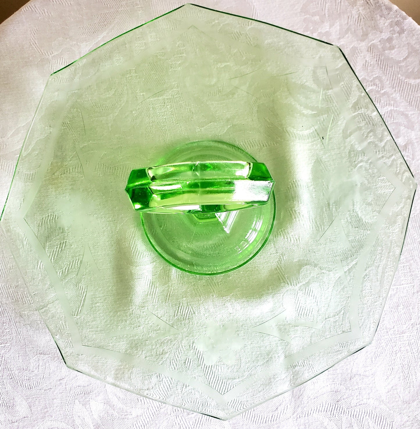 1940's New Martinsville/Viking Glass Etched Sandwich Tray