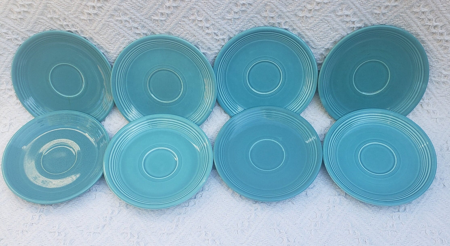 Set of 8 Vintage Fiesta Pottery Tea Cup Saucers