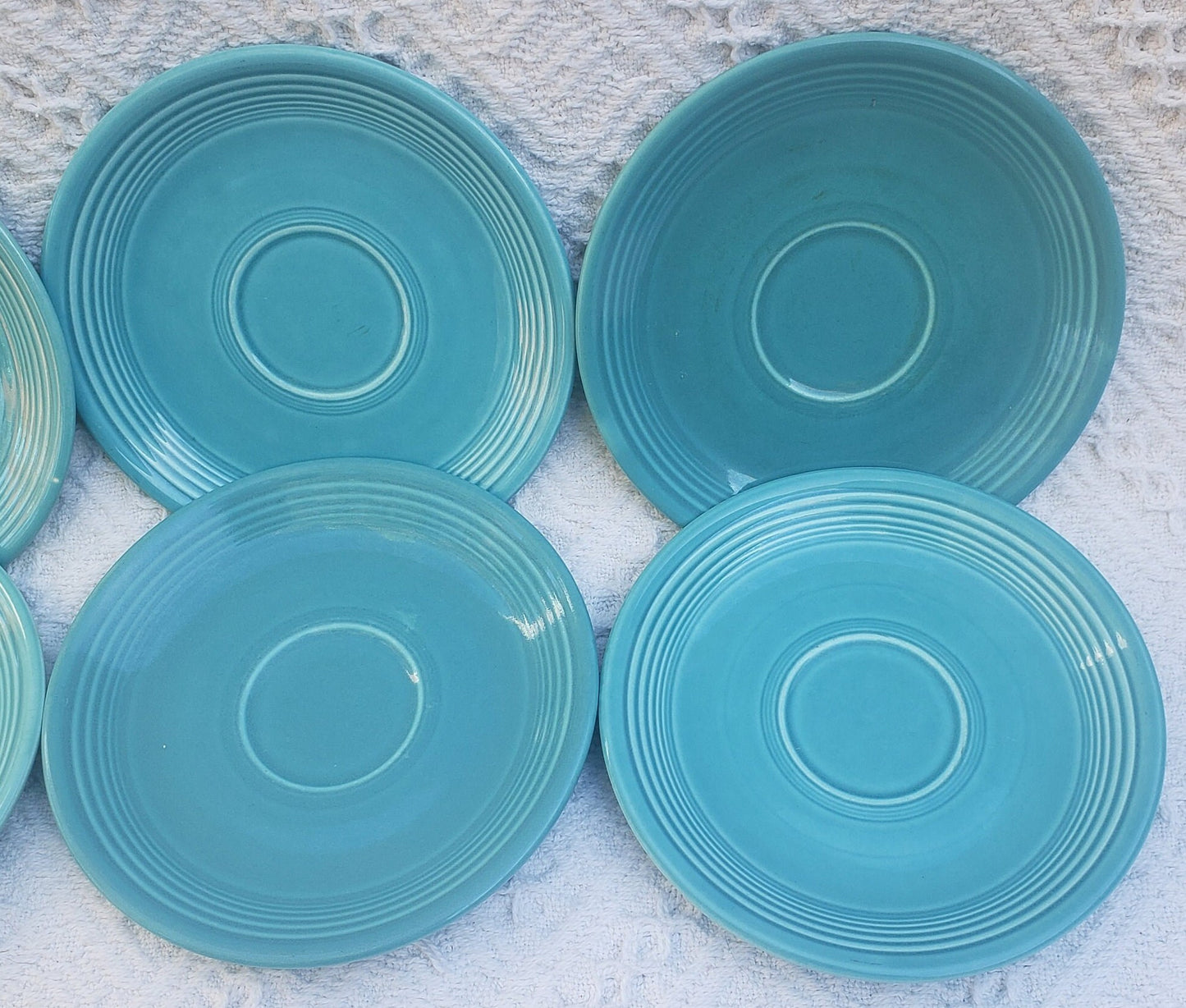 Set of 8 Vintage Fiesta Pottery Tea Cup Saucers