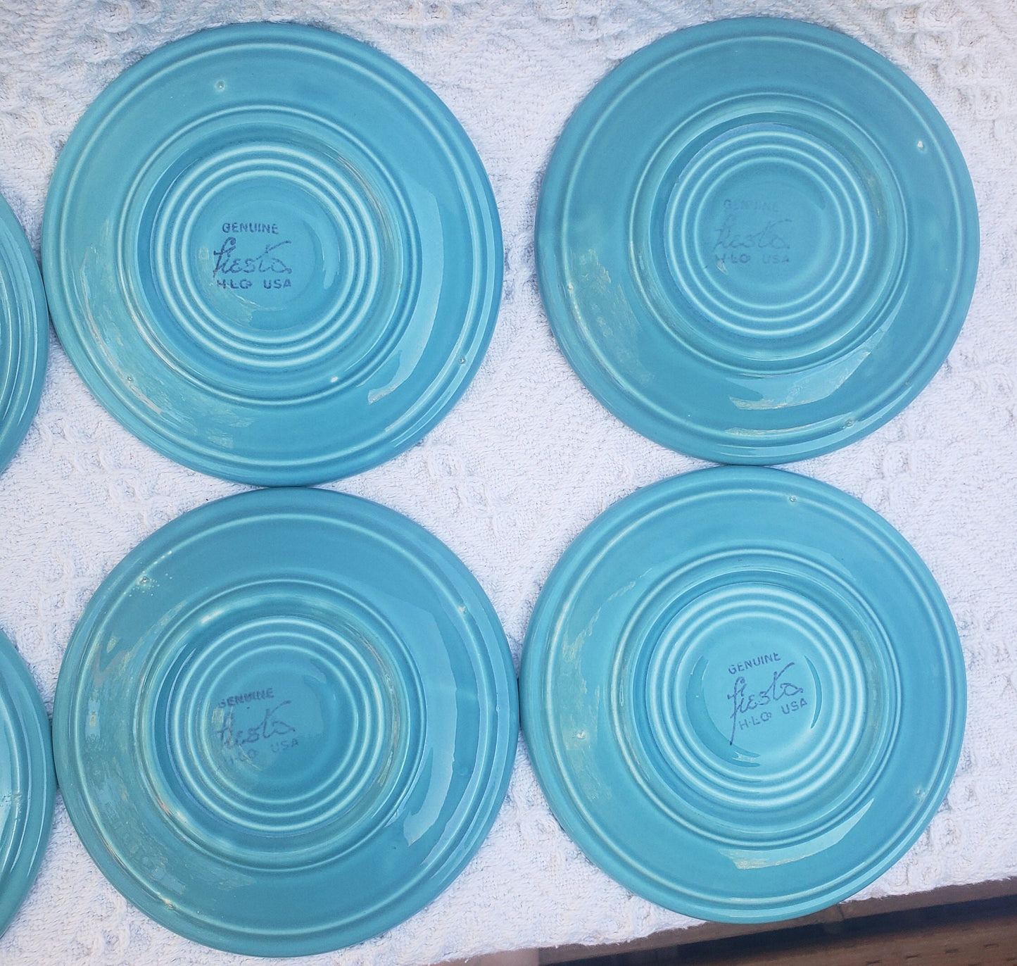 Set of 8 Vintage Fiesta Pottery Tea Cup Saucers