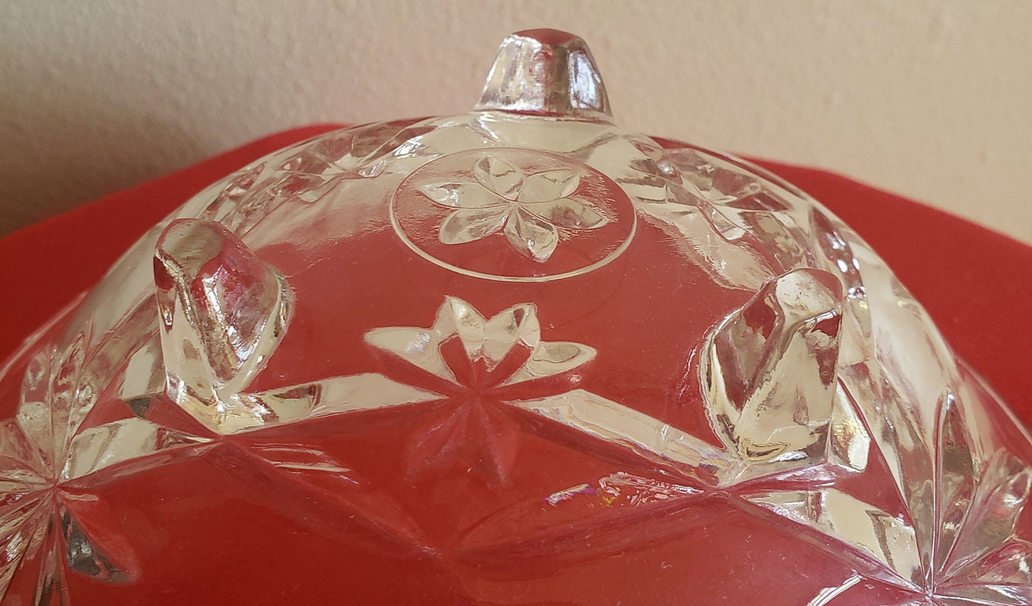 Vintage Anchor Hocking Stars and Fans Footed Dish