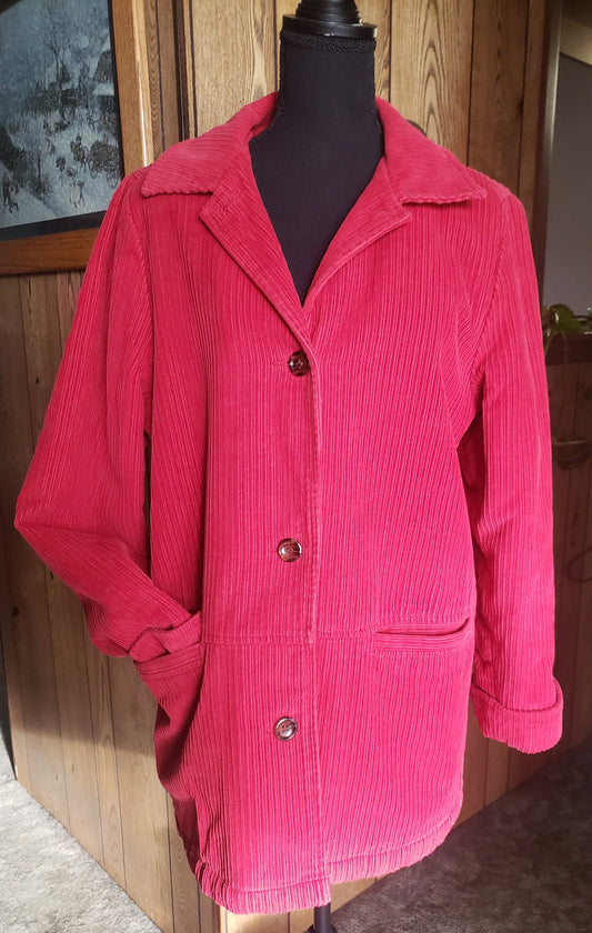 Vintage Blair Red/Pink Sherpa Lined Corduroy Women's Barn Coat