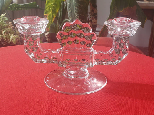 Vintage Double Candlestick Holder by Fostoria Glass
