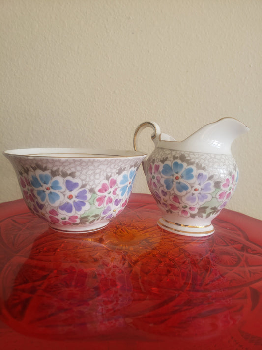 Vintage Tuscan Fine Bone China Sugar Bowl and Creamer Set