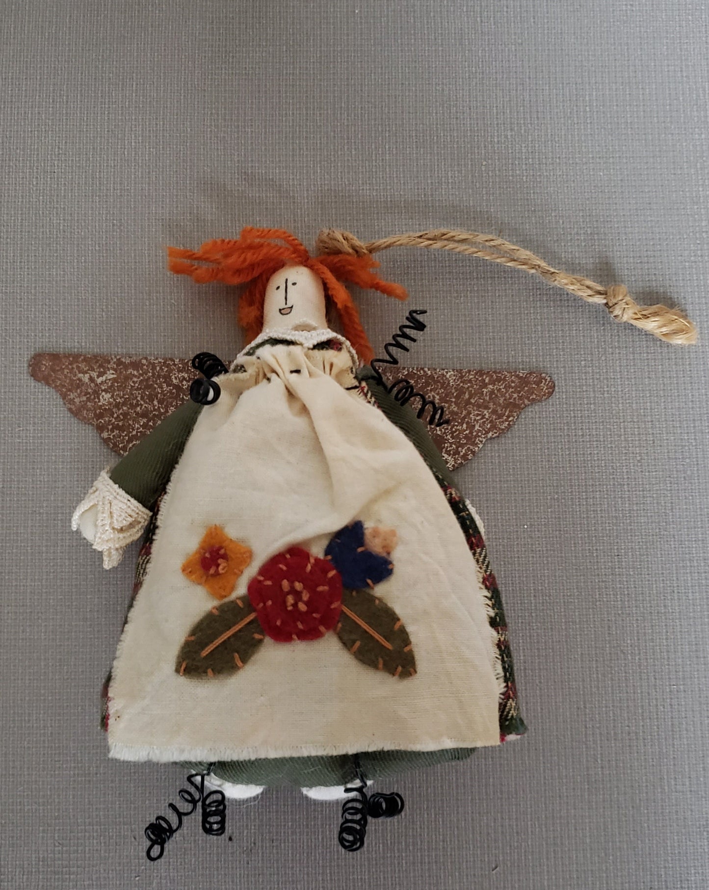 Vintage Plush Christmas Angel with Metal Wings