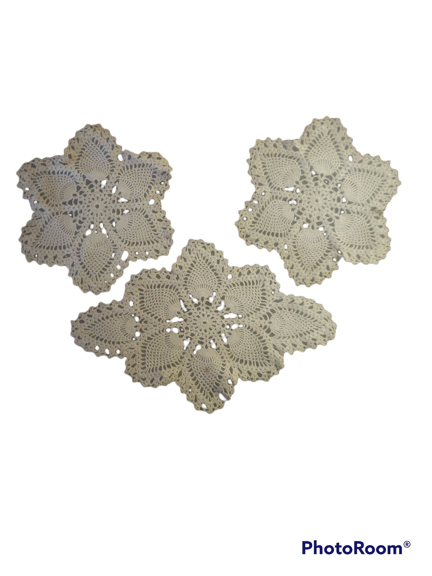 Vintage Handmade Crocheted Doilies - Set of 3