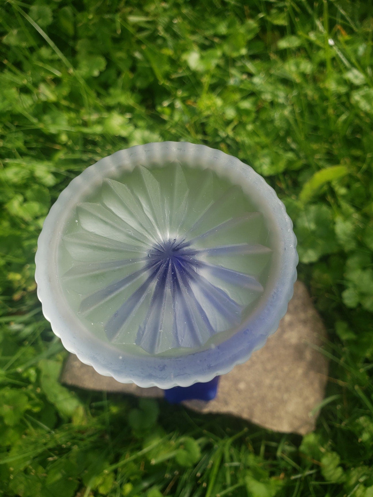 Handblown Cobalt Blue Frosted Glass Gooseneck Vase