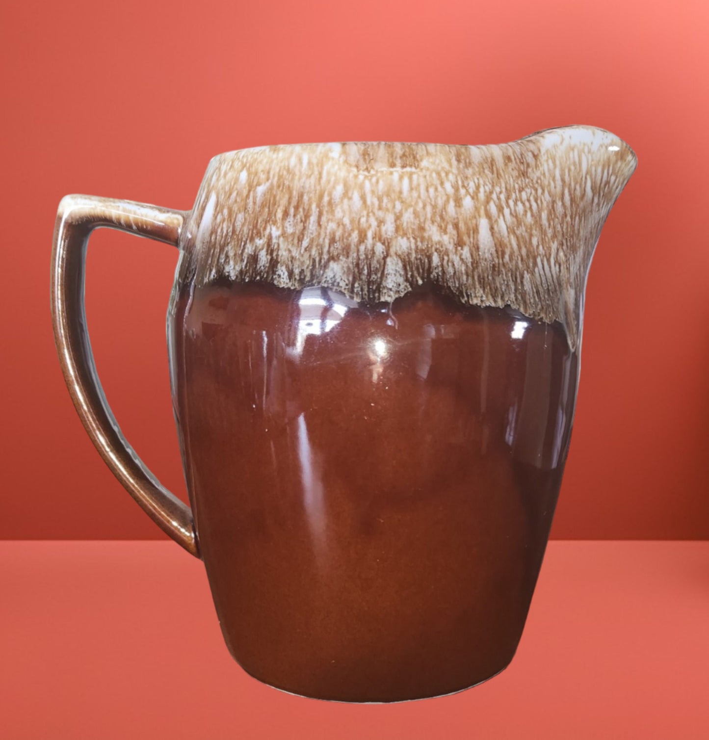 Stunning Brown Drip Glaze Water Pitcher by McCoy Pottery