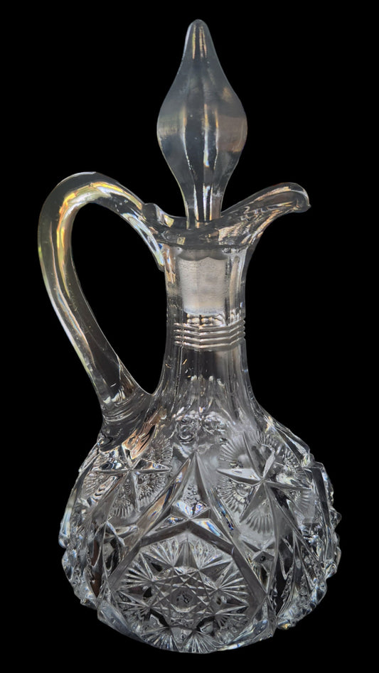 Antique Yutec Clear Glass Cruet & Stopper