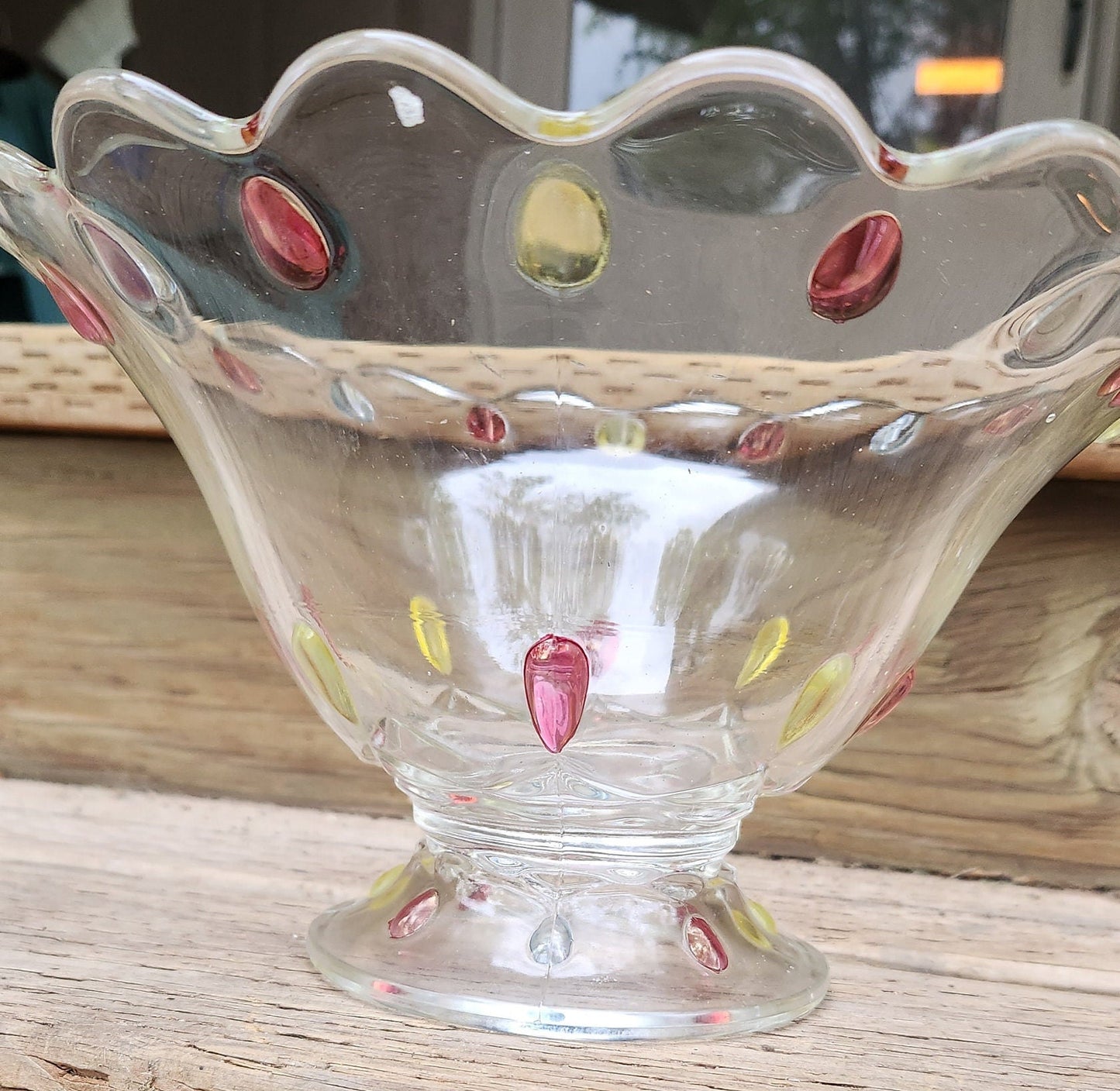 Vintage Indiana Glass Teardrop Pattern Fruit Bowl